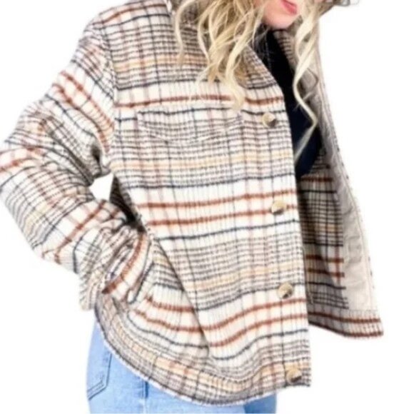 J Joie Plaid Button Up Shacket s - Picture 1 of 6